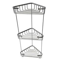 Полка угловая с крючками 18x18 см трехъярусная, для ванной комнаты 901018 Noksi