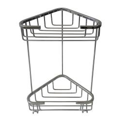 Полочка угловая 15x15 см с крючками, двойная для ванной комнаты 901007 Noksi