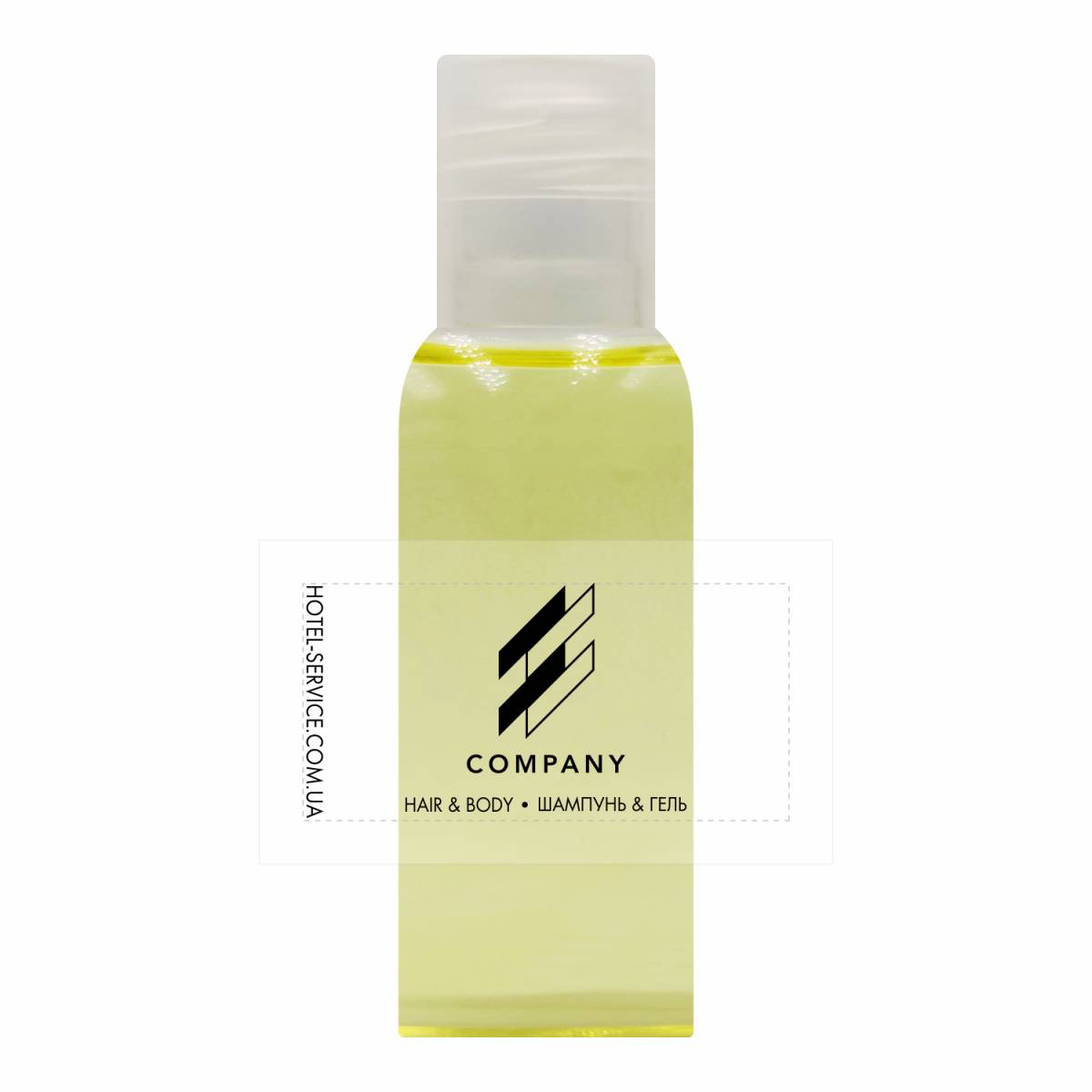 Гель 2в1 для волосся та тіла 30 мл з логотипом замовника на прозорій плівці B-HB30LF HSG