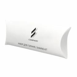 Набор для бритья в коробочке из белого картона с логотипом LW3-SK2/S HSG