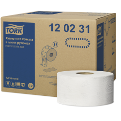 Туалетная бумага Tork Advanced мини-рулон 2 слоя, 170м, 1 рулон (Т2) 33870200 Tork