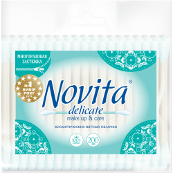 Палички ватні в поліетиленовому пакеті NOVITA Delicate 200шт 41202440 Novita