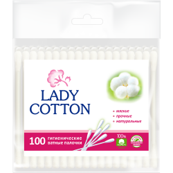 Палички ватні в поліетиленовому пакеті Lady Cotton 100шт 41203350 Lady Cotton