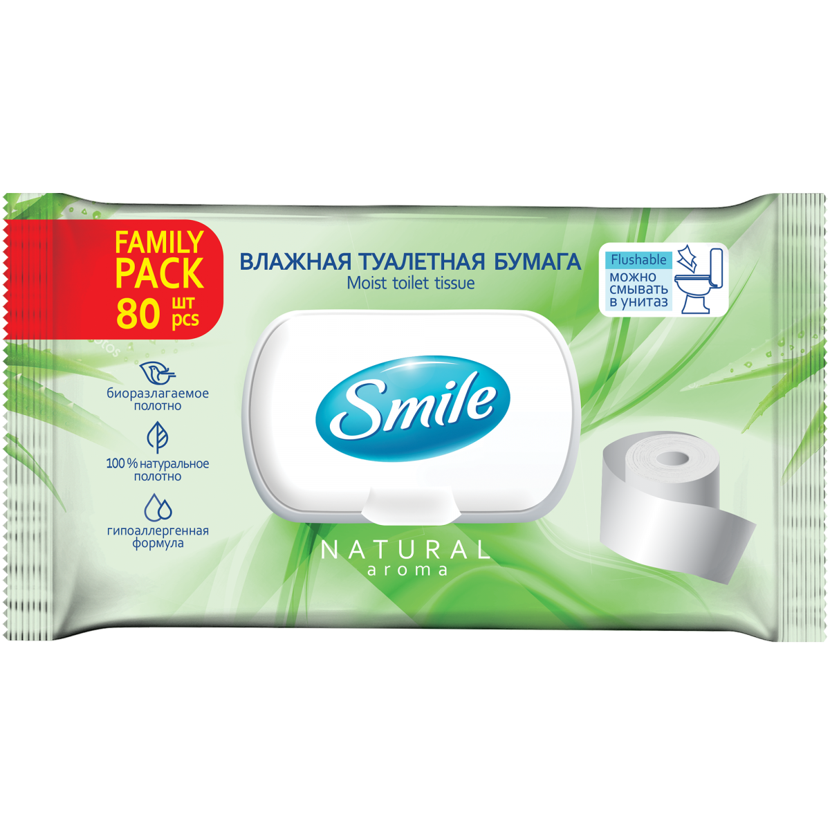 Влажная туалетная бумага Smile Family 80 шт. 42100500 Smile