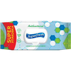 Superfresh Серветка волога Antibacterial з клапаном 120 шт. 42105626 Superfresh