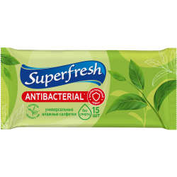 Влажные салфетки Superfresh Антибактериальные Green Tea 15 шт. 42216615 Superfresh