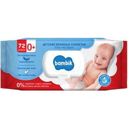 Вологі серветки ТМ Bambik дитячі з екстрактом липи 72 шт. 43406000 Bambik