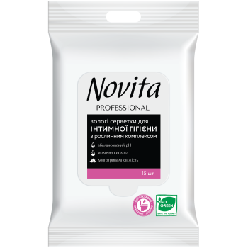 NOVITA PROFESSIONAL Влажная салфетка для интимной гигиены с растительным комплексом 15шт 42305114 Novita
