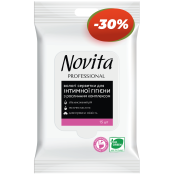 NOVITA PROFESSIONAL Влажная салфетка для интимной гигиены с растительным комплексом 15шт 42305114 Novita 2
