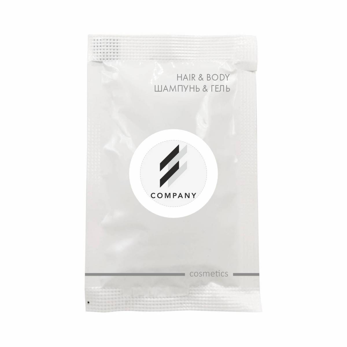 Шампунь&гель 2в1 MIX 10 мл с логотипом заказчика на круглой бумажной этикетке SACHET-R-HB10LP HSG