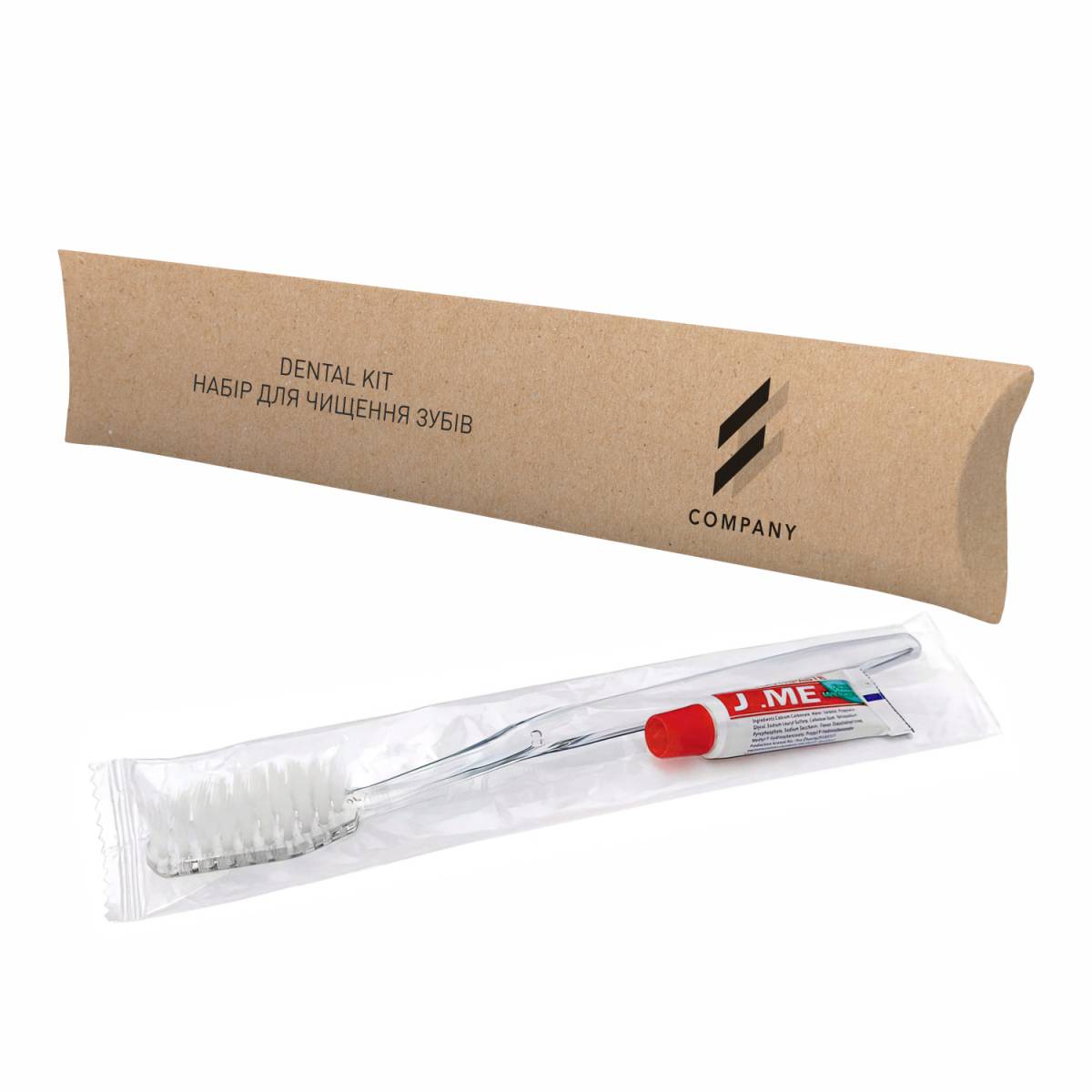 Зубний набір у коробочці з крафтового картону з логотипом LCr3-DK5 HSG