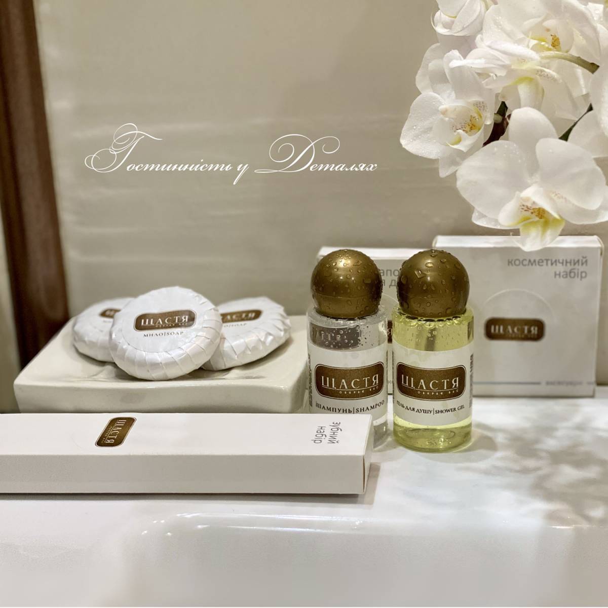 Зубний набір в коробочці з логотипом на круглому стікері LWS-DK5/ECO HSG