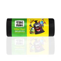 Пакети для сміття Такі Пакі 120л 10 шт чорні 4820201220139 ТМ Такі Пакі