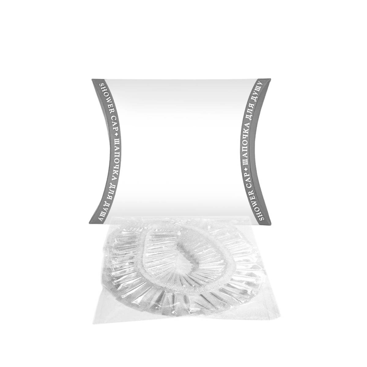 Шапочка для душу в коробочці з логотипом на круглому стікері LR-SC47 HSG