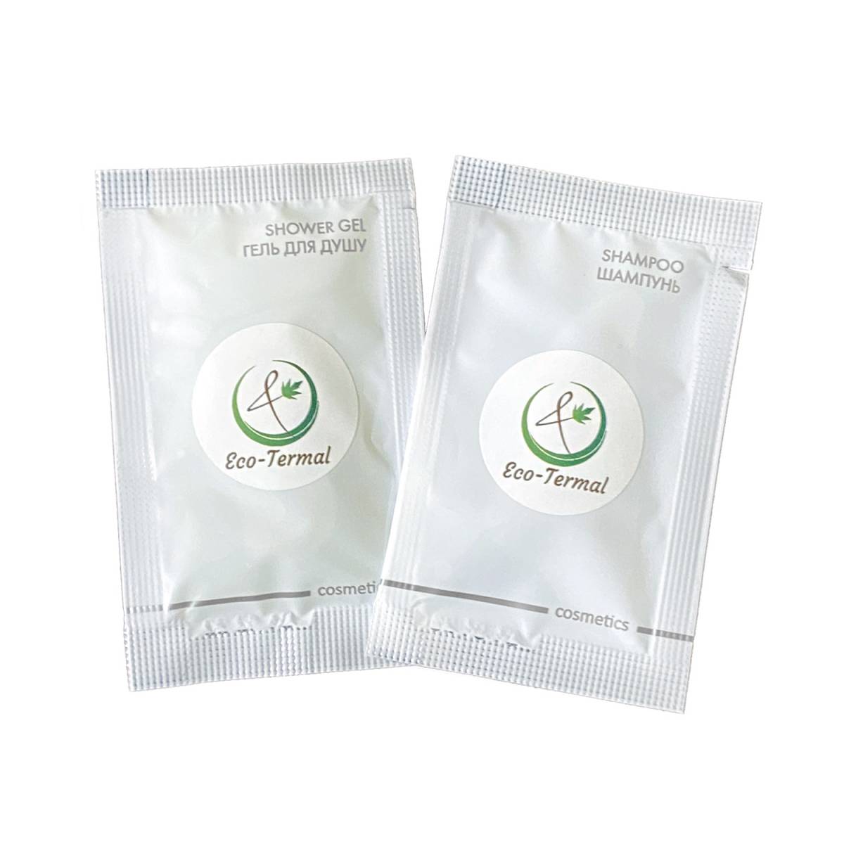 Шампунь 10 мл с логотипом заказчика на круглой бумажной этикетке SACHET-R-SH10LP HSG