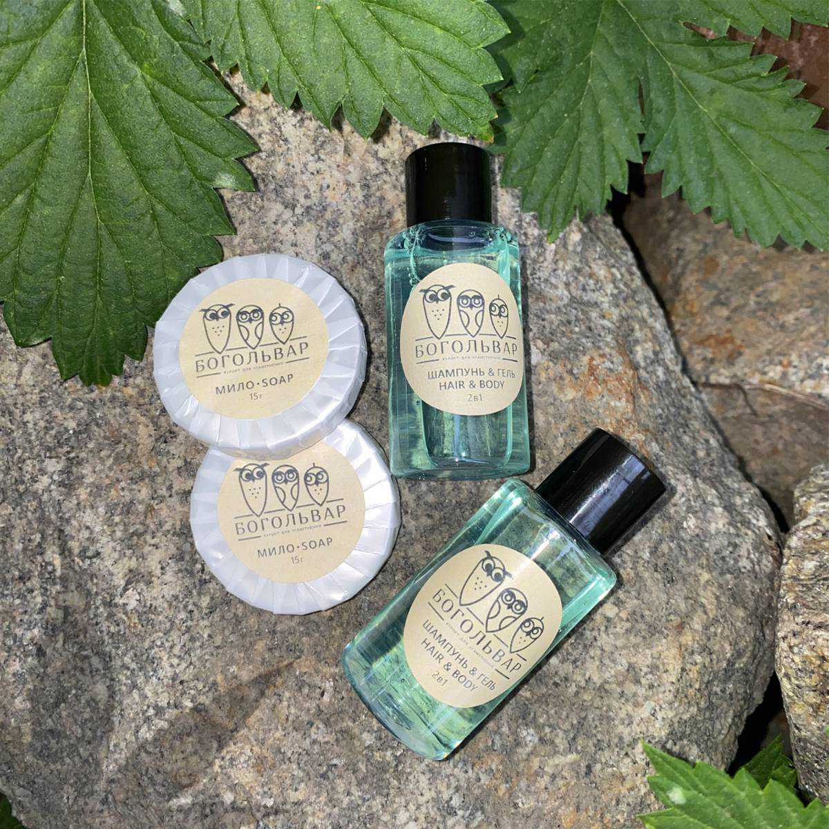 Гель 2в1 для волос и тела 30 мл с логотипом заказчика на бумажной этикетке HC-HB30LP/B HSG