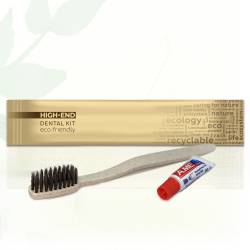 Набір для чищення зубів High-End, щітка з пресованої соломи, паста 5 гр в паперовій упаковці Flow-Pack HEF-DK/S HSG