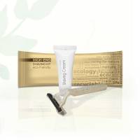 Набір для гоління High-End, бритва з пресованої соломи+крем 10мл в паперовій упаковці Flow-pack HEF-SK/S HSG