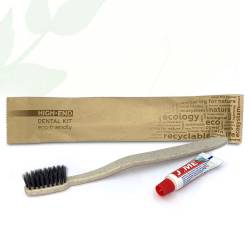 Набір для чищення зубів High-End, щітка з пресованої соломи, паста 5 гр в паперовій упаковці Flow-Pack HEF-DK/S HSG 2