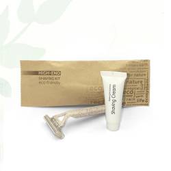 Набір для гоління High-End, бритва з пресованої соломи+крем 10мл в паперовій упаковці Flow-pack HEF-SK/S HSG 2