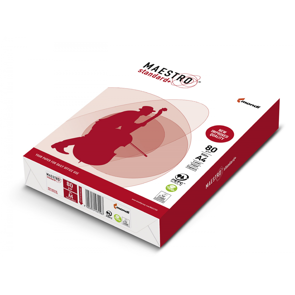 Папір офісний Maestro Standard+ A4 80 г/м² B клас 500 аркушів білий MS80 Mondi