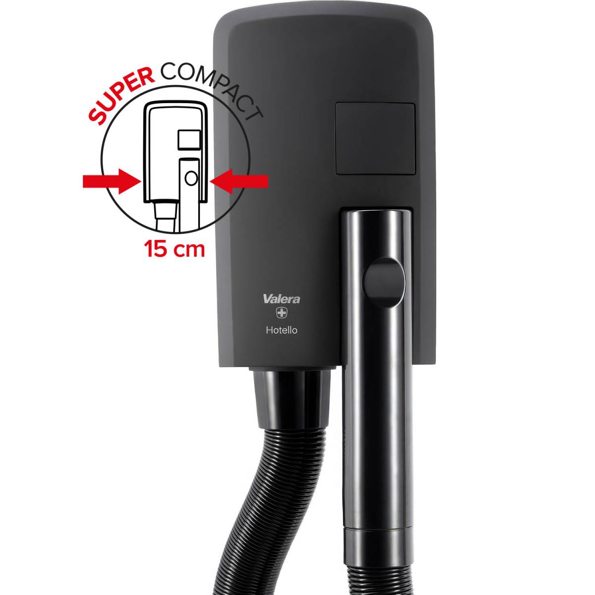 Фен настінний Valera Hotello Super AC MATT-BLACK для інтенсивного використання 832.02/T MATT-BLACK Valera