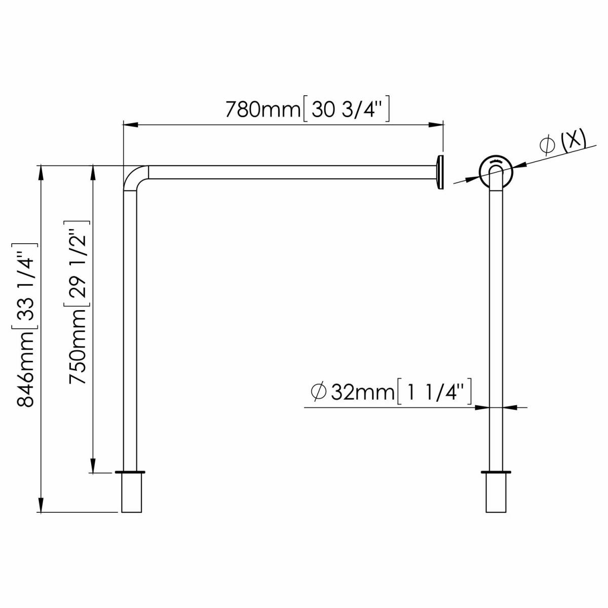 Поручень для інвалідів Г-подібний MEDIEPOXY (BS0010) BS0010 Mediclinics