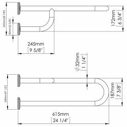 Поручень для инвалидов тройной правый MEDIEPOXY (BFD600) BFD600 Mediclinics 2