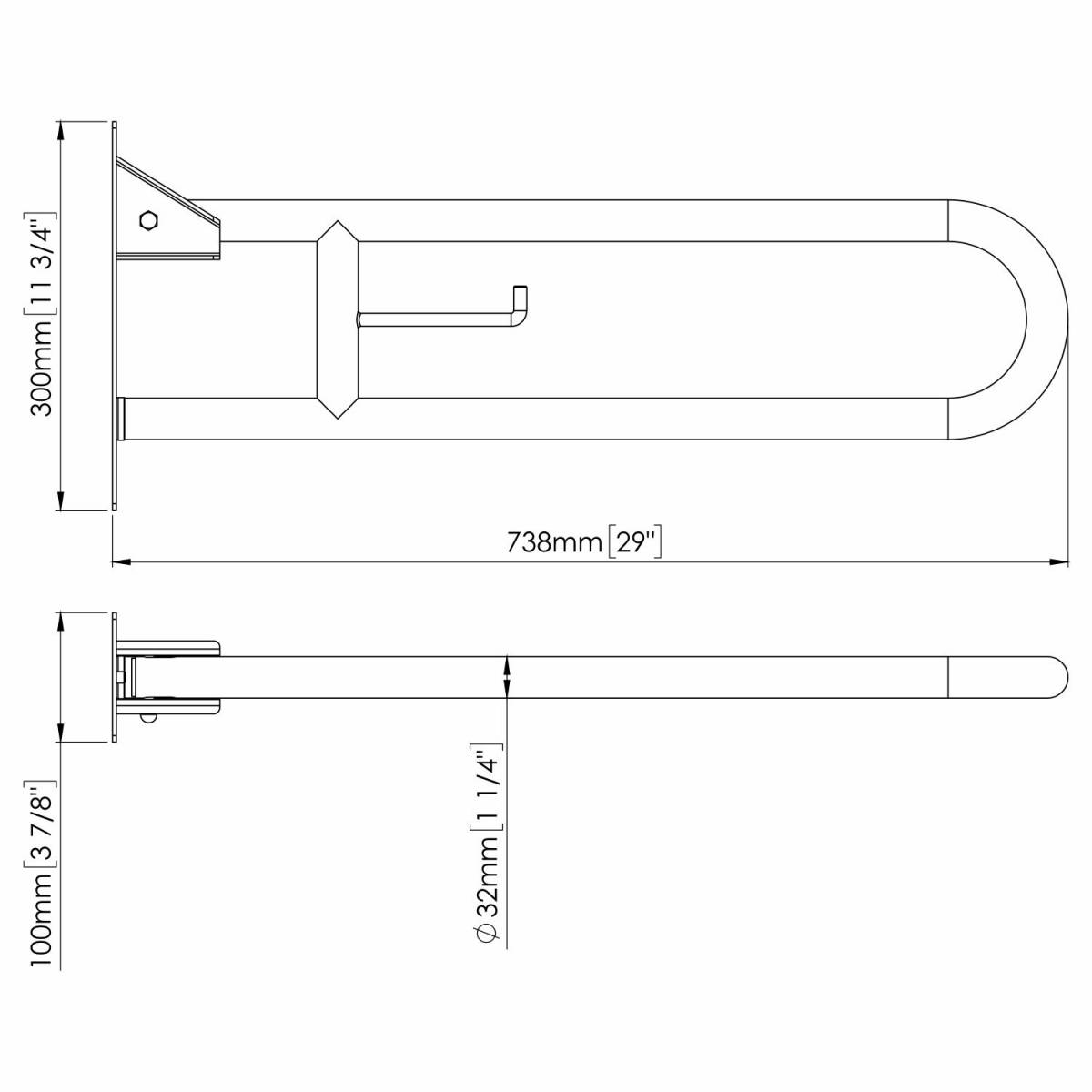 Поручень для інвалідів відкидний MEDINOX (BG0800CS) BG0800CS Mediclinics