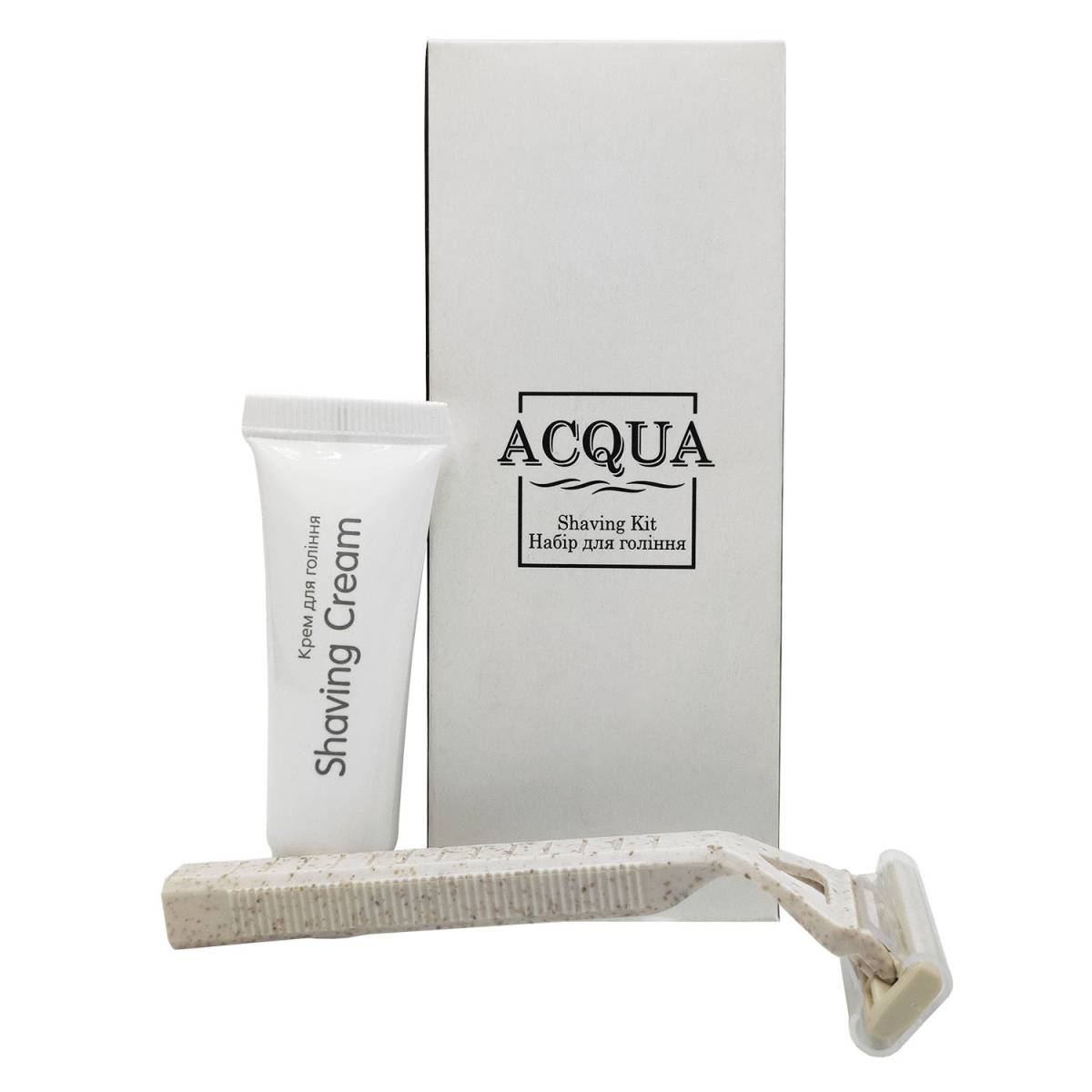 Набір для гоління ACQUA ECO, біорозкладна бритва та крем для гоління 10 мл Q-SK2/T Eco HSG