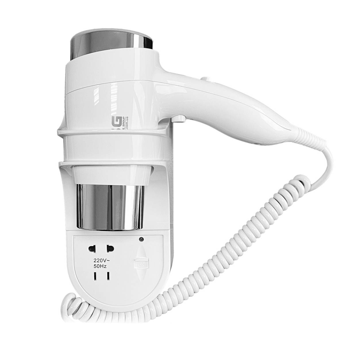 Фен настенный HSG D07 White с розеткой 1200 Вт, для гостиниц D07 White HSG