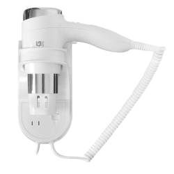 Фен настенный HSG D07 White с розеткой 1200 Вт, для гостиниц D07 White HSG