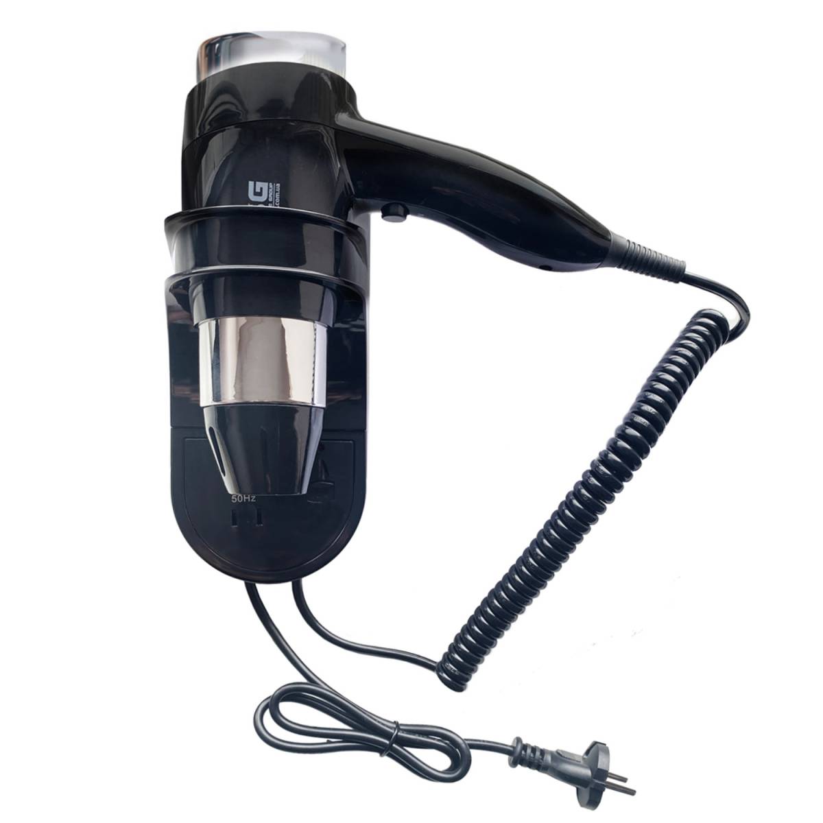 Фен настенный HSG D07 Black с розеткой 1200 Вт, для гостиниц D07 Black HSG