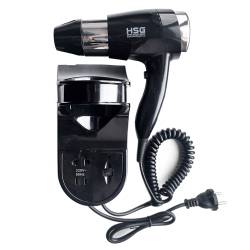 Фен настенный HSG D07 Black с розеткой 1200 Вт, для гостиниц D07 Black HSG 2