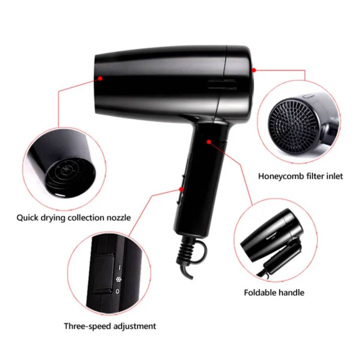 Фен складной F12 для гостиниц HSG 1200 Вт F12 HSG