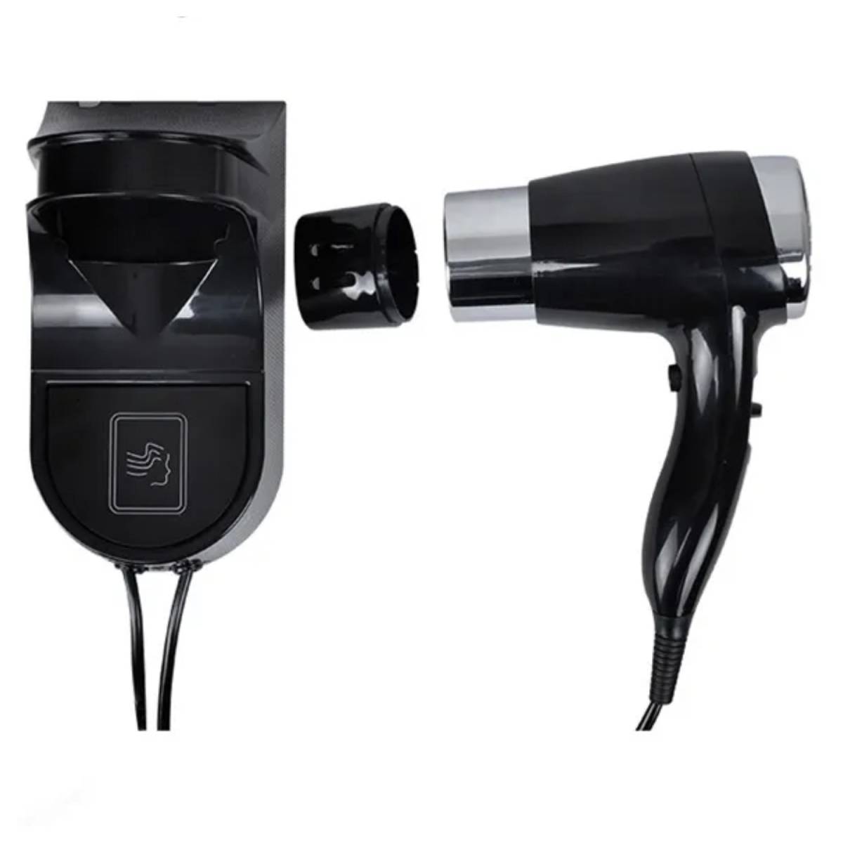 Фен настінний HSG D07-2 Black 1600 Вт, фен для готелів D07-2 Black HSG