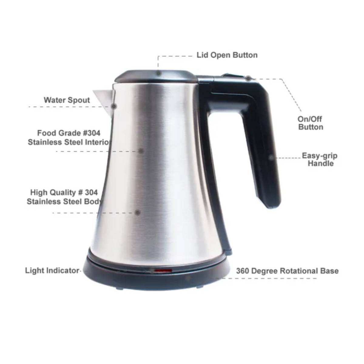 Чайник електрический H1208 STEEL матовый 0,8L H1208 Silver HSG