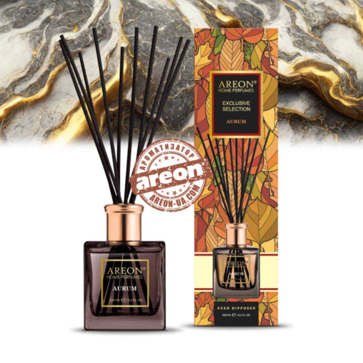 Аромадиффузор Areon Home Perfume Exclusive Selection Aurum 150мл 3800034977586 Areon