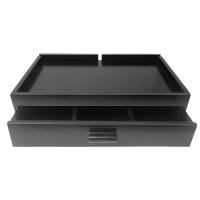 Піднос дерев'яний для кавоварки з висувним ящиком, чорний L2 HSG