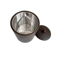 Ведро для льда со щипцами, нержавеющая сталь и кожа L-30 HSG Ведро для льда со щипцами, нержавеющая сталь и кожа L-30 HSG