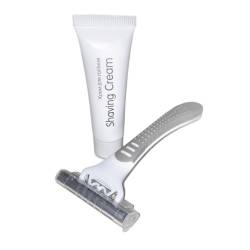 Набор для бритья в коробочке из белого картона с логотипом LW3-SK2 HSG 2