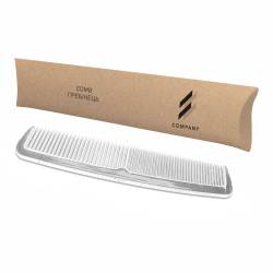 Расческа прозрачная 14 см, в картонной коробочке из крафтового картона с логотипом LCr3-C14 HSG
