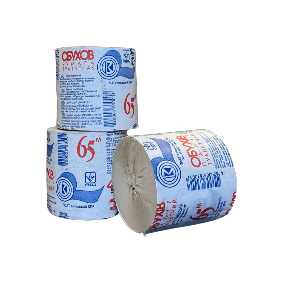 Туалетная бумага "Обухов 65" (Упаковка 8 шт) 51282 Київський картонно-паперовий комбінат
