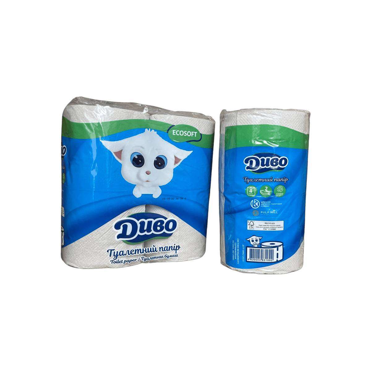 Папір туалетний «Диво» (Упаковка 4 шт) 51283 Київський картонно-паперовий комбінат