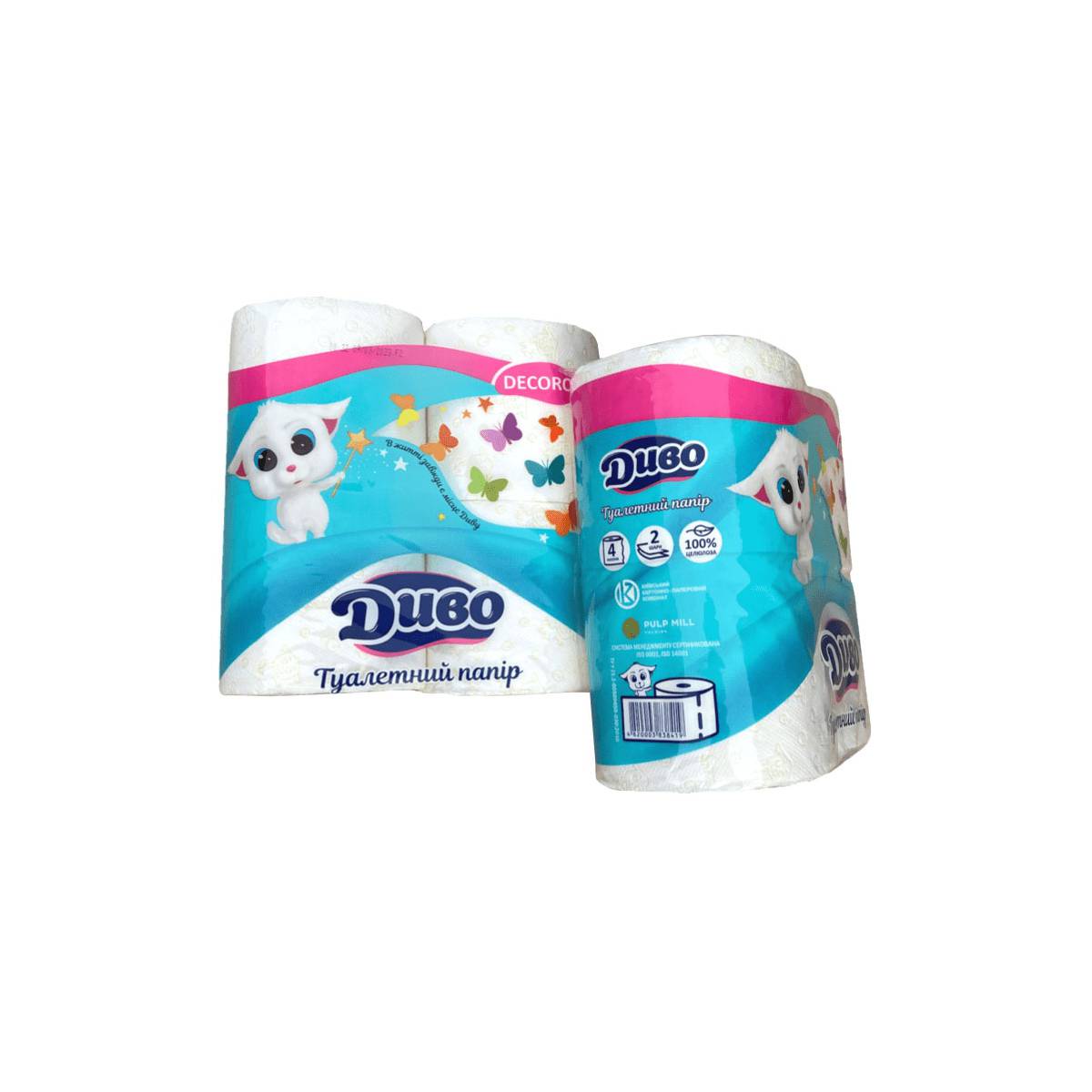 Туалетная бумага "ДИВО" DECORO зеленый рисунок (Упаковка 4 шт) 51410 Київський картонно-паперовий комбінат