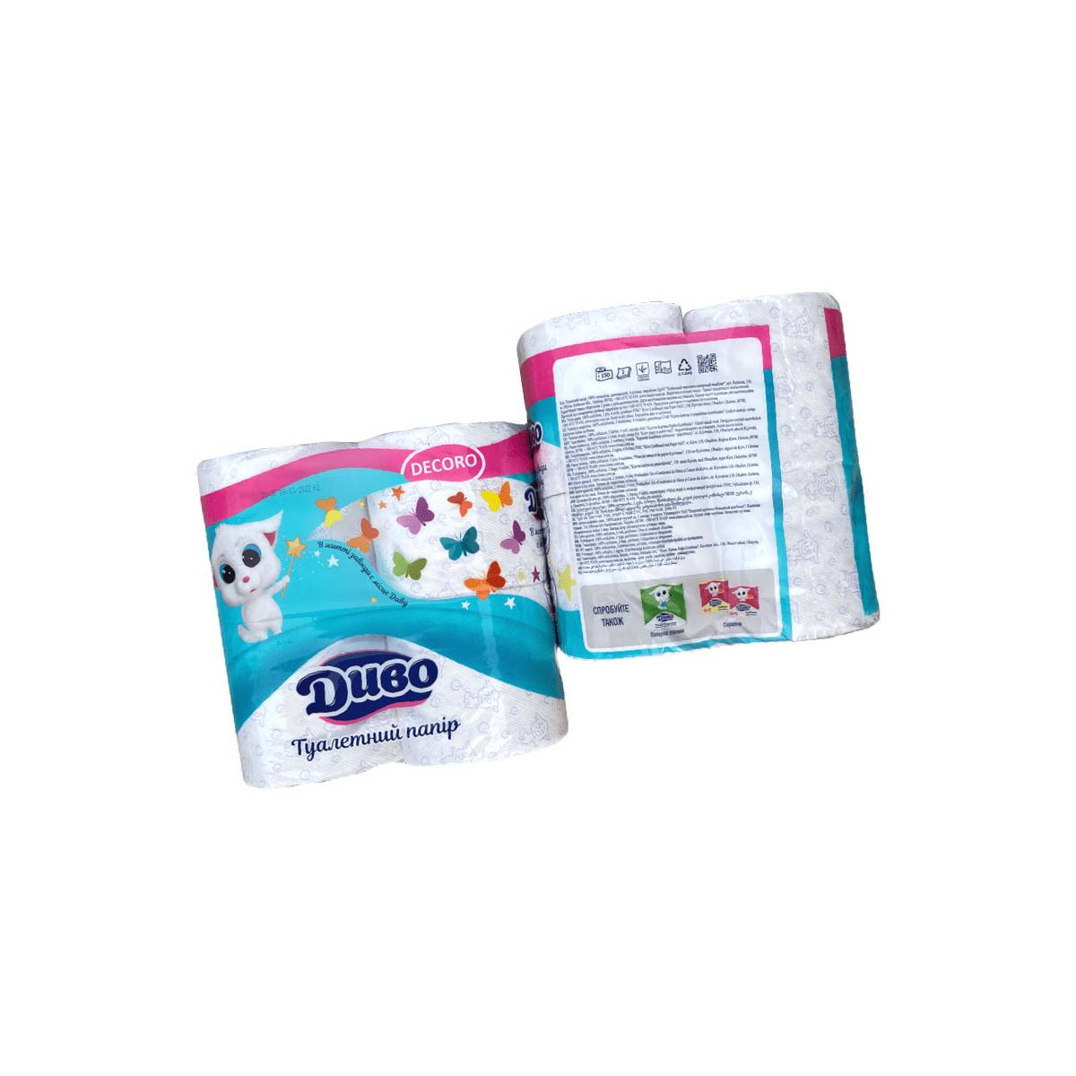 Туалетная бумага "ДИВО" DECORO фиолетовый рисунок (Упаковка 4 шт) 51285 Київський картонно-паперовий комбінат