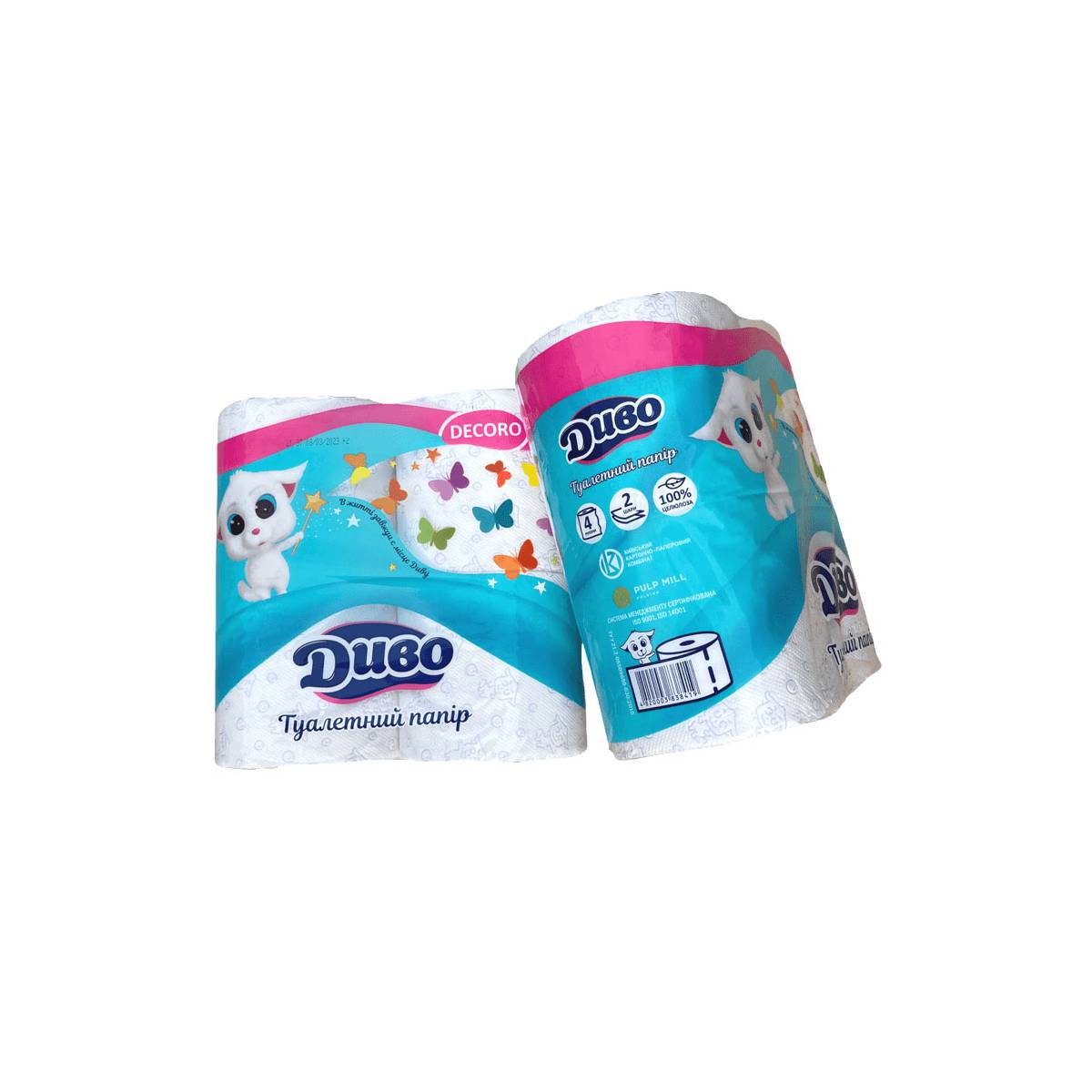 Папір туалетний “ДИВО” DECORO фіолетовий малюнок (Упаковка 4 шт) 51285 Київський картонно-паперовий комбінат