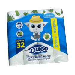 Папір туалетний «ДИВО Арома» Білий з ароматом Алое Вера (Упаковка 32 шт) 51398 Київський картонно-паперовий комбінат