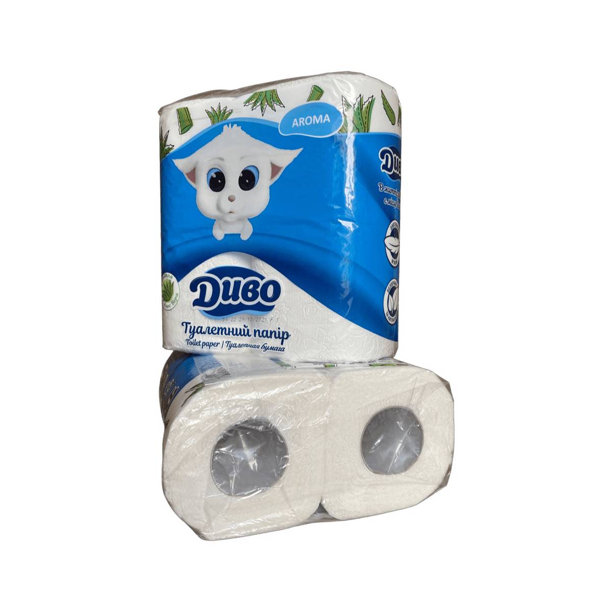 Туалетная бумага целлюлозная “ДИВО АРОМА” Белый с ароматом Алоэ Вера (Упаковка 4 шт) 51331 Київський картонно-паперовий комбінат