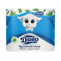 Туалетная бумага целлюлозная “ДИВО АРОМА” Белый с ароматом Алоэ Вера (Упаковка 4 шт) 51331 Київський картонно-паперовий комбінат